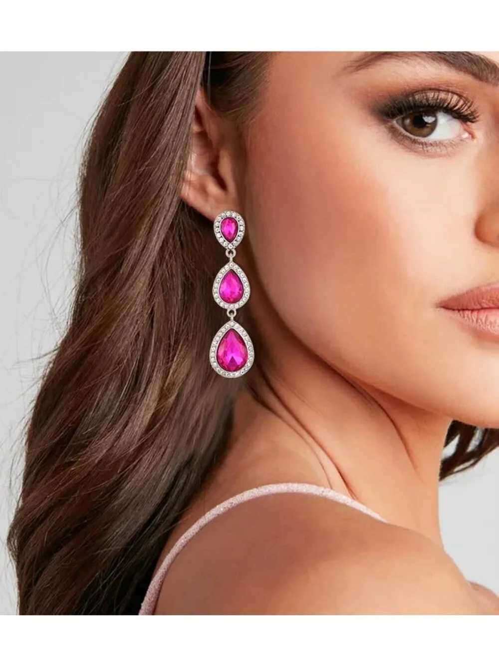 Glam Vintage Rhinestone Teardrop Dangle Earrings | Crystal Chandelier for